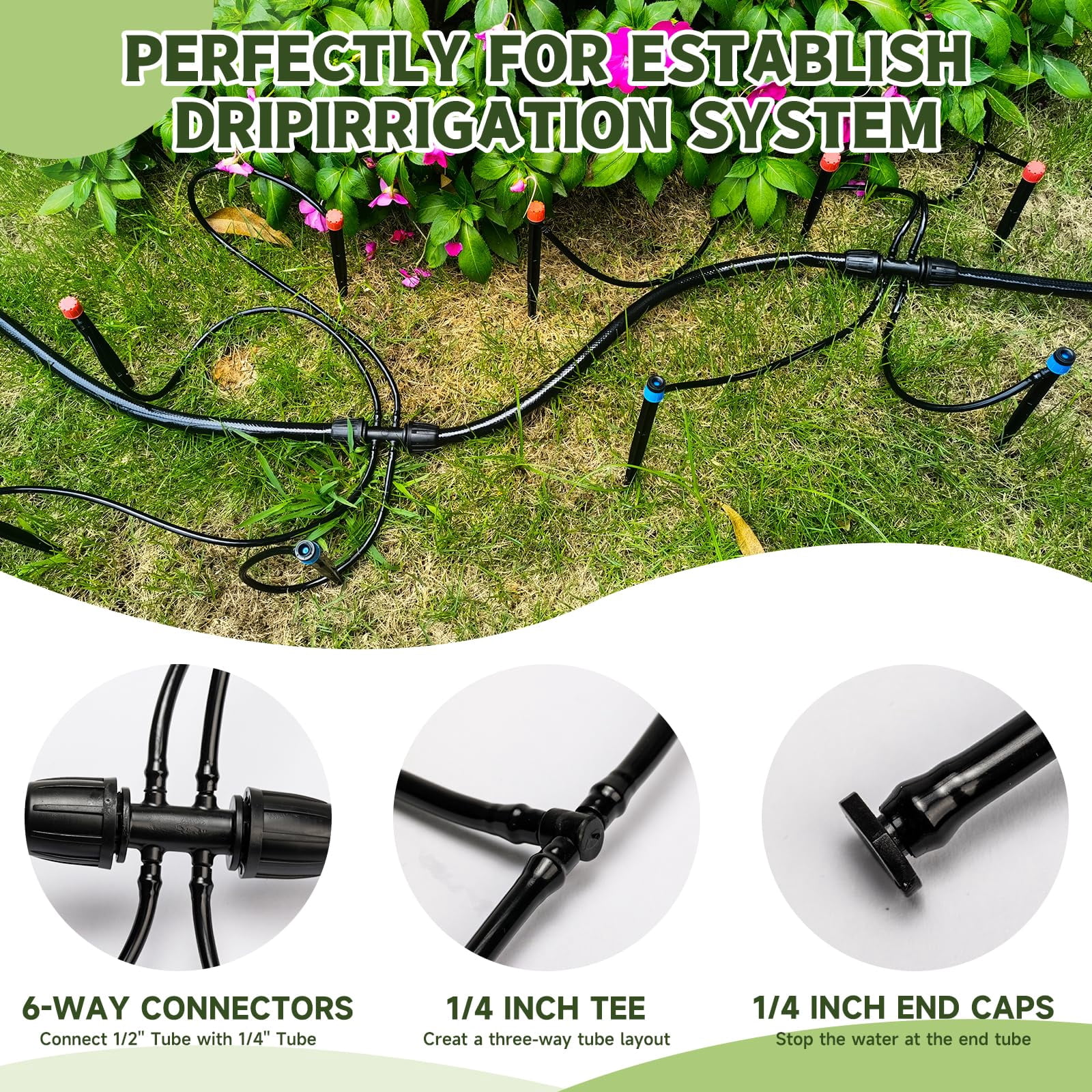 50/ 100/ 240FT Drip Irrigation System Kit Automatic Garden Watering System for Plant Greenhouse Yard Lawn