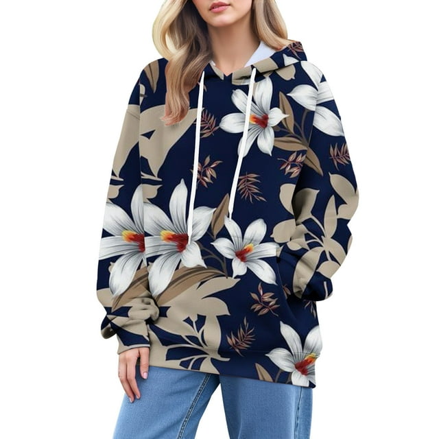 WZXFASHION Chandail à Capuchon Décontracté pour Femmes à Imprimé de Lettres avec Cordon de Serrage Rabais de 50 % Liquidation Chandail à Enfiler