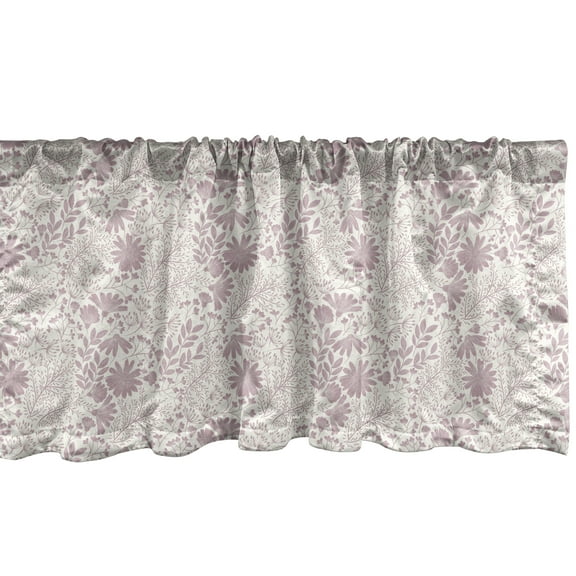 Ambesonne Vintage Valance Pack of 2, Tender Wild Herbs Flowers, 54"X18", Grey Pink and Ivory