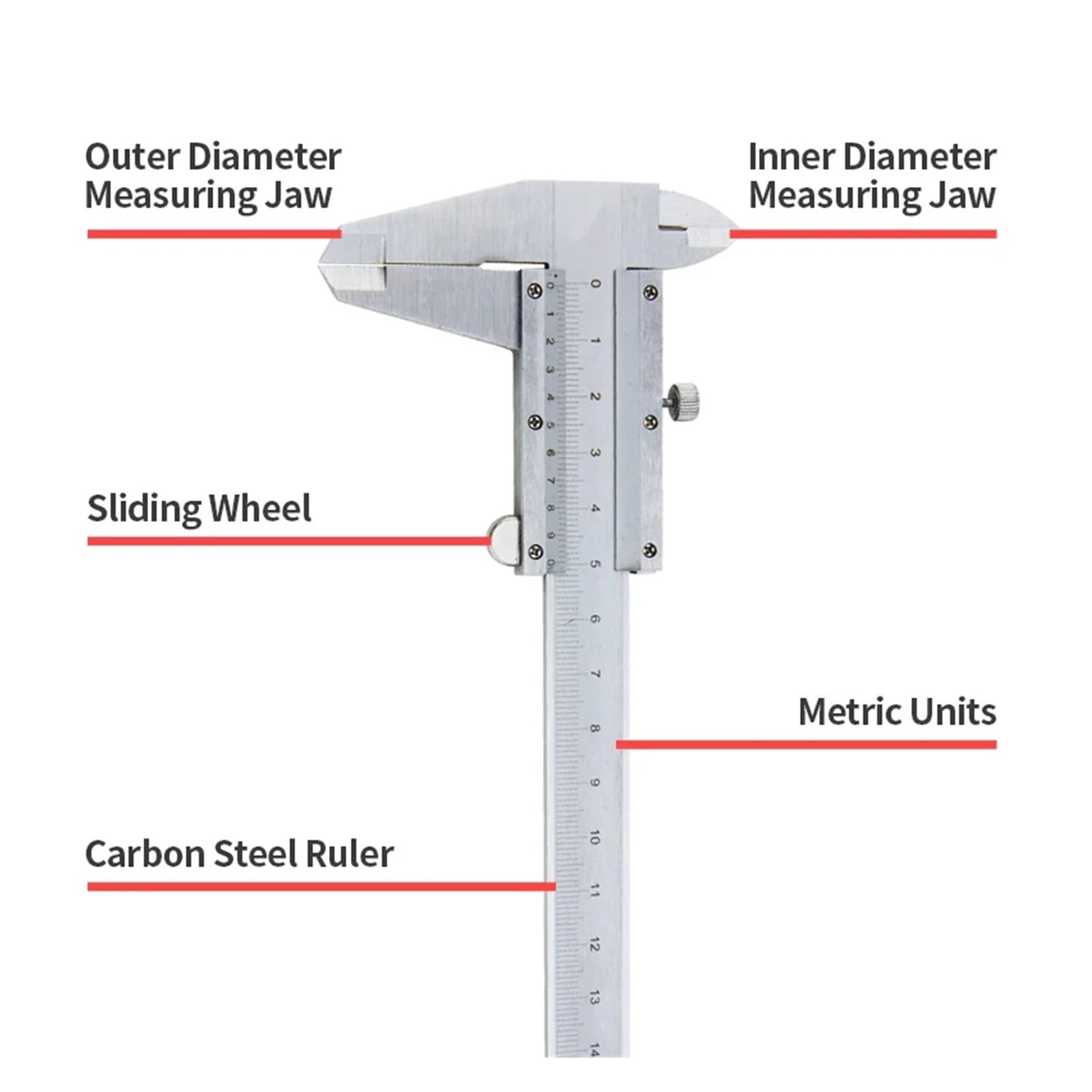 Professional Industrial Vernier Caliper Carbon Steel Precision Measurement Four Use Metric Precision Measuring Tool