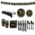 thumbnail image 1 of Birthday Party Supplies Anniversaries Serves 16 Guests Disposable Dinnerware 70th, 1 of 8