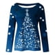 thumbnail image 4 of Tops de Otoño Para Mujer Tops Con Estampado Navideño Blusa de Jersey de Árbol Con Cuello Redondo de Manga Larga A La Moda Odeerbi  ODB179011, 4 of 5