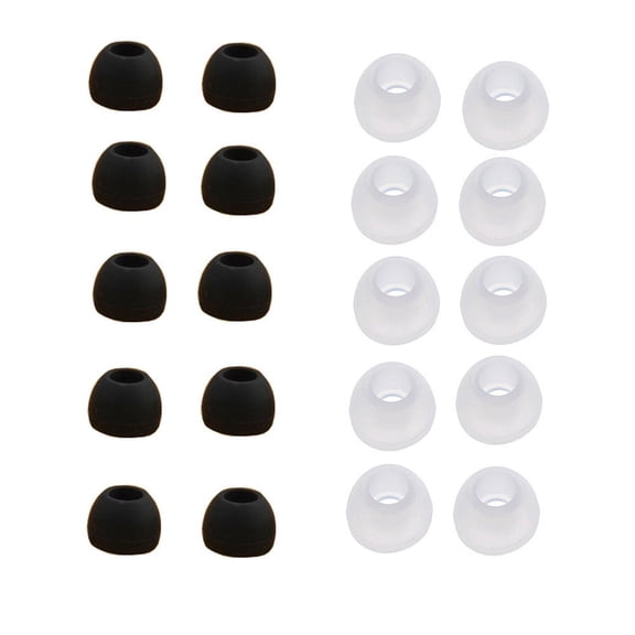 Earbuds Tips Replacement for Audio-Technica Skullcandy, White/Black, 10 Pack