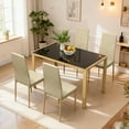 thumbnail image 2 of HOMCOM Dining Table Set for 4, Rectangular Glass Kitchen Table With Chairs, 2 of 10