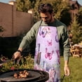 thumbnail image 4 of Pink Butterfly Flower Pattern Apron-Garden Aprons for Women with Pockets-Cotton Linen Waterproof Kitchen Cooking Gardening Aprons Adjustable for Kitchen,Cooking,BBQ and Salon 33x27 Inch, 4 of 7