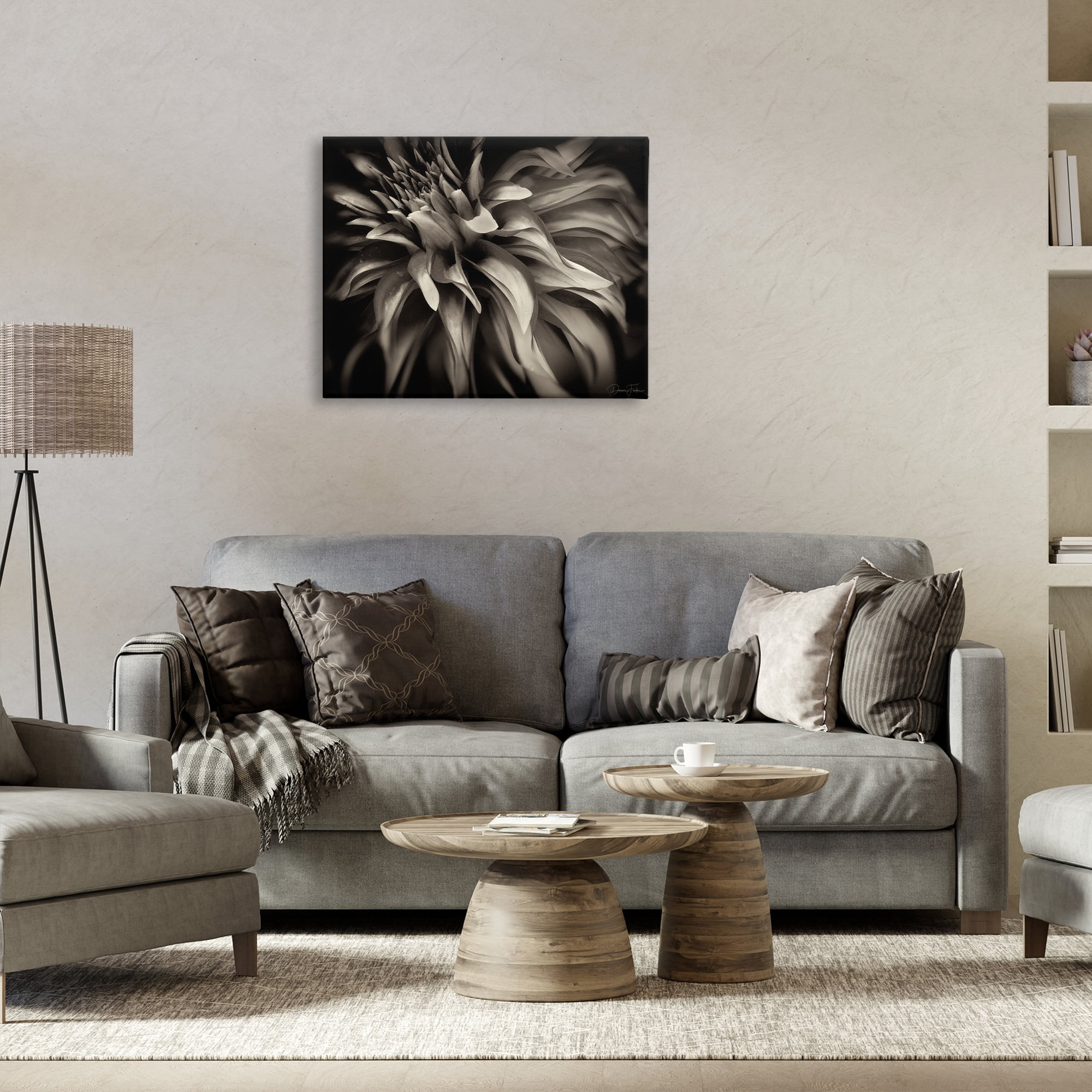 Stupell Industries Dark Curling Chrysanthemum Botanical & Floral Photography Gallery Wrapped Canvas Art Print Wall Art, 30 x 24