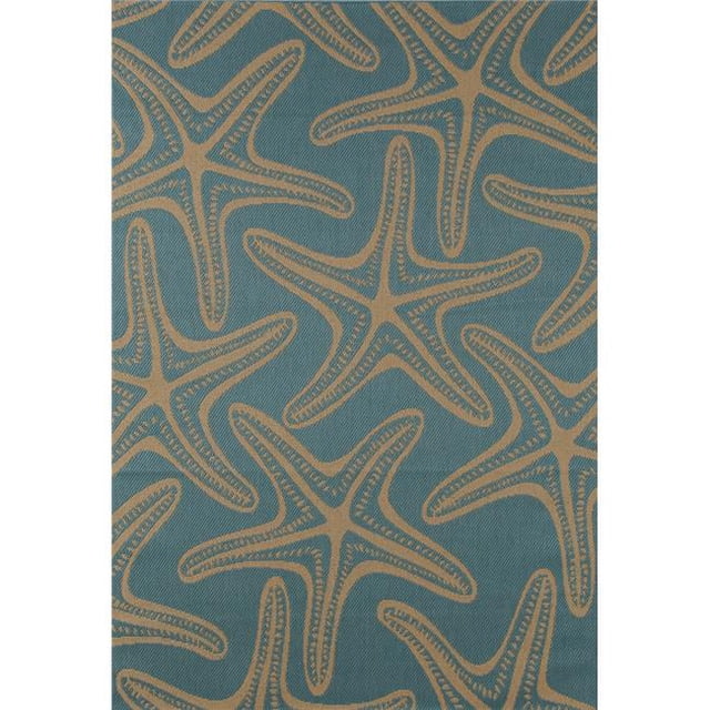 Tapis d'Intérieur et d'Extérieur 5 x 8 Pi. Collection Plymouth Étoile de Mer Tissé à Plat, Bleu