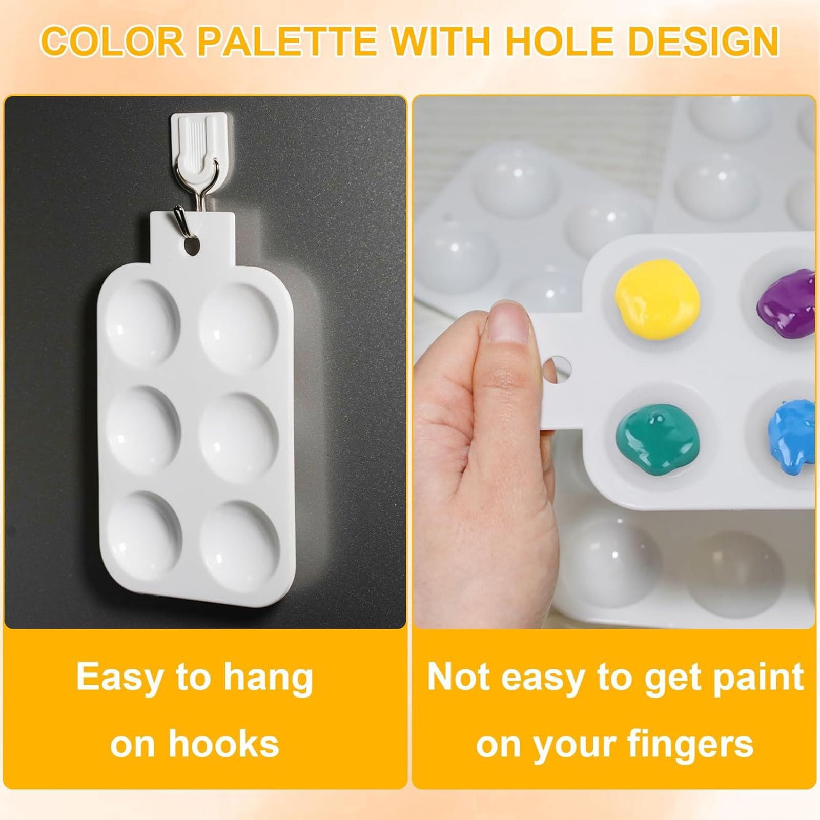Lunxisen 96 Pcs Painting Tray Palette for Artists Watercolor Supplies with Hanging Holes Rectangular Art Studio Tool