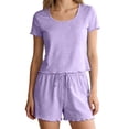 thumbnail image 2 of Womens Pajamas Sets Short Sleeve Tee and Shorts Two Piece Set Trimmed Loungewear Sleepwear, 2 of 7