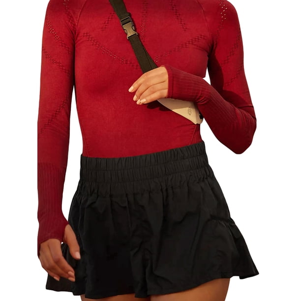 Txlixc Pantalones cortos de mujer con bolsillos anchos y elásticos de color sólido Txlixc moda