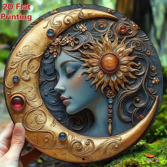HELLOYOUNG Sunflower Metal Wall Art Vintage 8 Inch Bohemian 2D Aluminum Sign for Garden Patio Home Decor Outdoor Hanging Rustic Wall Decor