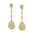 thumbnail image 2 of Bling Jewelry Womens Bridal Art Deco Filigree Teardrop Cubic Zirconia Clip-On Earrings GoldSilver, 2 of 4