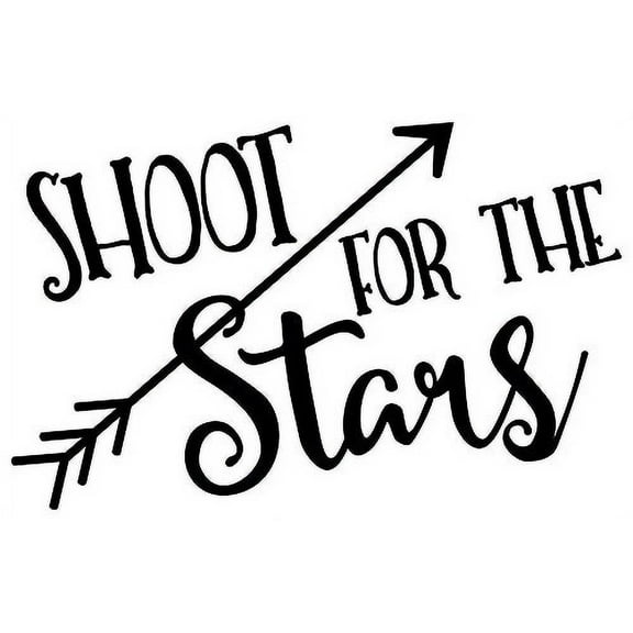 Shoot For The Stars Inspirational Wall Decals Quote with Arrows, Black, 23x14-Inch