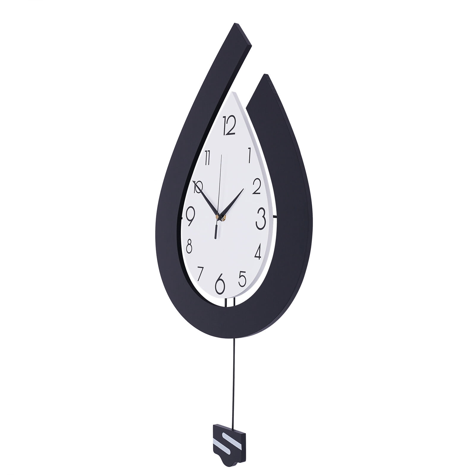 DENEST Modern Silent Wall Clock with Pendulum for Stylish Living Room Decor