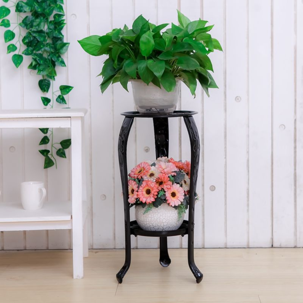 20'' Hight 2 Tier Metal Plant Stand Flower Holder Pot Display Pots