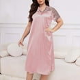 thumbnail image 6 of Censtreet Nightgowns for Women Short Sleeve Sleepshirt Lace V Neck Sleepwear Soft Pj Dress Night Shirt, 6 of 7