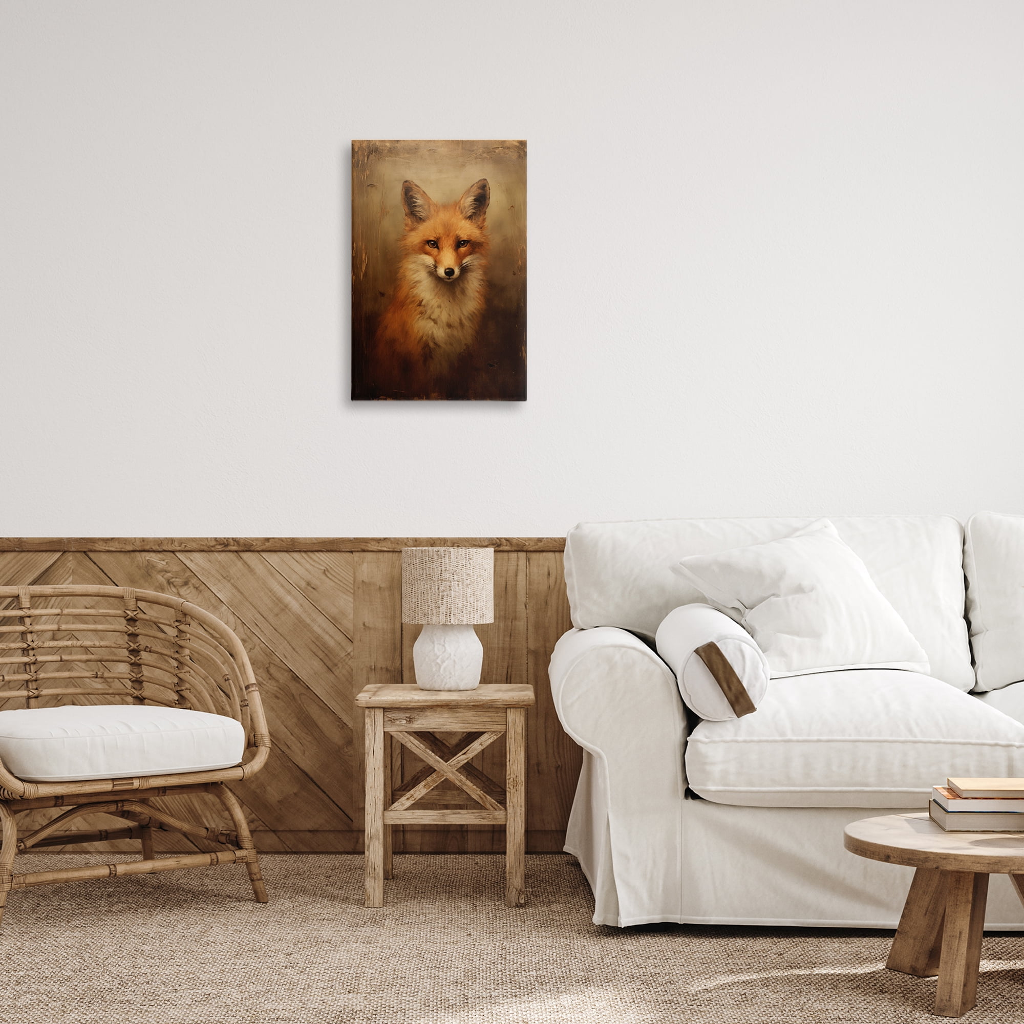 Stupell Industries Dark Fox Visage Animals & Insects Painting Gallery Wrapped Canvas Art Print Wall Art, 16 x 24