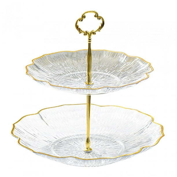 Soporte para Cupcakes, Bandeja para Servir Aperitivos Y Frutas, Plato para Servir, Centro de Mesa, Soporte para Postres, Centros de Mesa para Fiesta D 2 niveles blanco