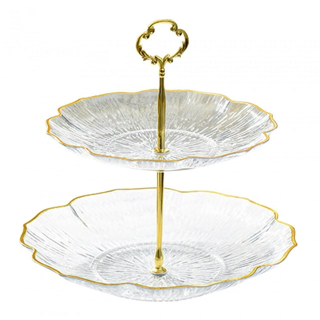 Soporte para Cupcakes, Bandeja para Servir Aperitivos Y Frutas, Plato para Servir, Centro de Mesa, Soporte para Postres, Centros de Mesa para Fiesta D 2 niveles blanco