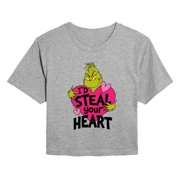 The Grinch - I'd Steal Your Heart - Juniors Cropped Graphic T-Shirt