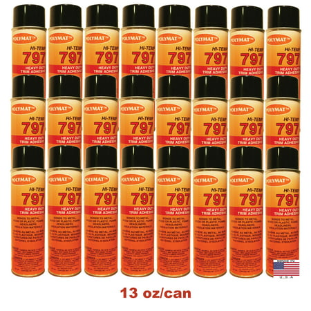 24: 20oz Can (13oz net) Polymat 797 Hi-Temp Spray Glue Adhesive: Industrial Grade High Temperature Glue, Heat and Water Resistant Spray Adhesive for Automotive Headliner, Marine Upholstery (Best Heat Resistant Glue)