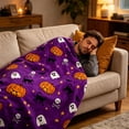 thumbnail image 6 of Halloween Blanket 78.7x59.1in Lightweight Flannel Throw Ghost Print for Sofa Couch Decor by OVFUIZ, 6 of 8