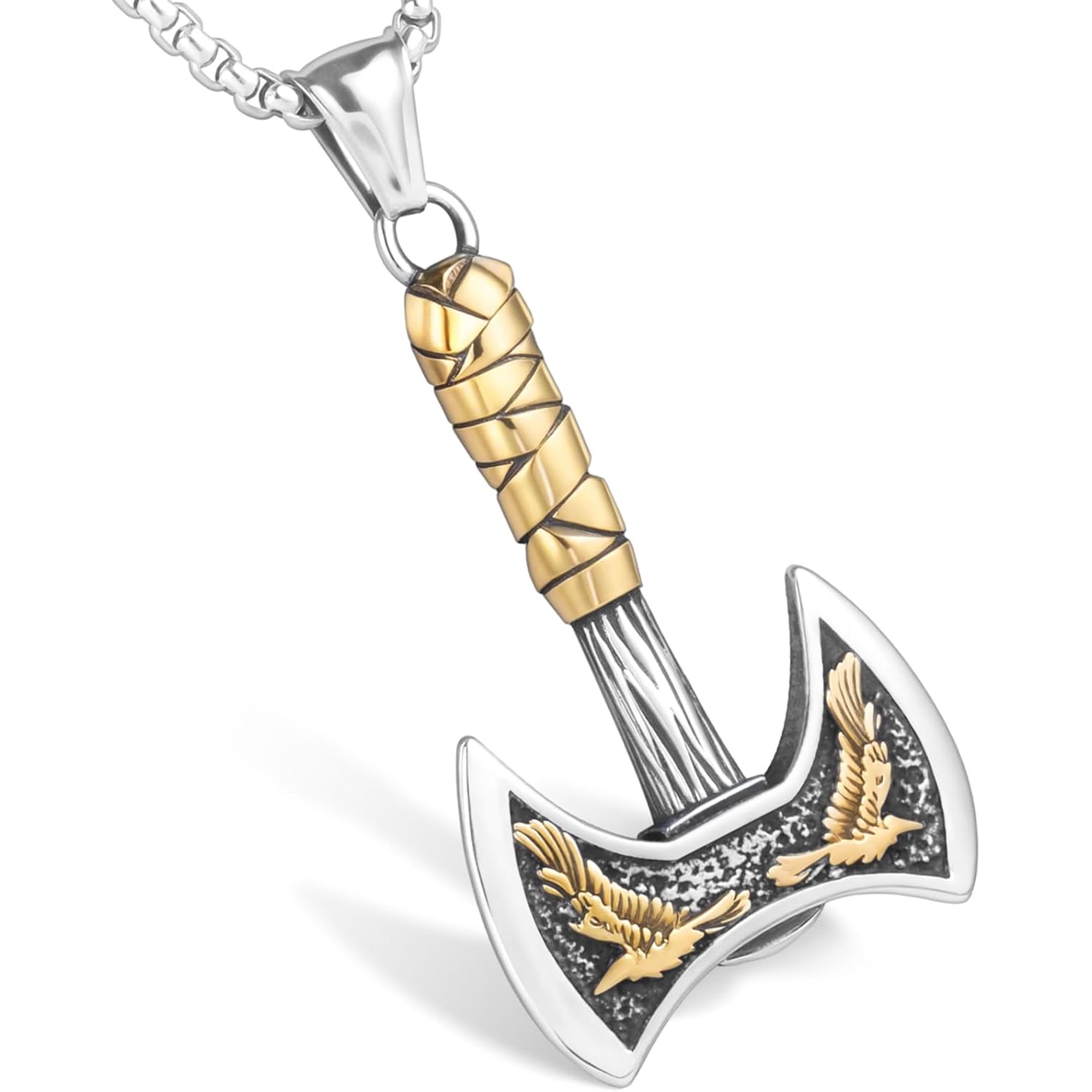 Stainless Steel Pendant Necklace Gothic Punk Rock Emo Biker Cosplay Vintage Viking Charm Necklace Jewelry for Men Women Silver
