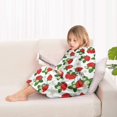 thumbnail image 4 of Red Strawberry Plants Fruit Flower White Pattern Blanket Hoodies for Kids 6-13YR Oversize Wearable Blanket Hoodies for Boys Girls Teens, 4 of 7