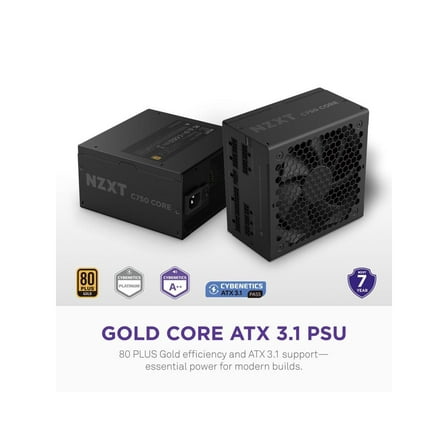 NZXT C750 Gold Core 80Plus Gold Fully-modular ATX 3.1 Power Supply, US Power Cord