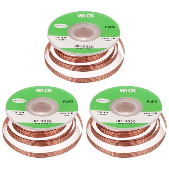 Uxcell Solder Wick Braid No-Clean Desoldering Wick Braid for Remove the Solder Electrical Components 0.12 Inch x 10 Feet