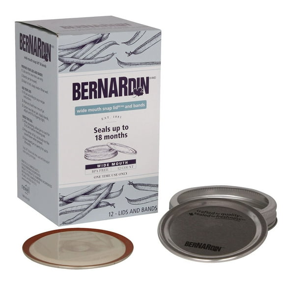 Couvercles et anneaux Bernardin pour pots à grande ouverture 12 unités