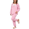 thumbnail image 6 of Frostluinai Pajamas Sets for Women Soft Comfy Fluffy Pajama Fleece Pullover Bow Flannel Pjs Warm Plush Lounge Sleepwear Two Piece S-XL, 6 of 8