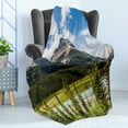 thumbnail image 4 of Landscape Soft Flannel Fleece Throw Blanket, Canadian Nature Cliffs High Tops and Ranges in Spring Day Panorama Image Print, Cozy Plush for Indoor and Outdoor Use, 70" x 90", Green Blue, by Ambesonne, 4 of 5