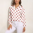 thumbnail image 3 of White And Red Polka Dot Long Sleeve Blouse Woman Streetwear Casual Shirts Summer Oversize Woman Streetwear Clothing Birthday Present, 3 of 7