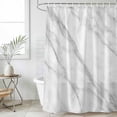 thumbnail image 6 of Polyester Fabric Marble Shower Curtain, Modern Grey White Rock Monochrome Simple Waterproof Bathtub Curtain Bathroom Decor Set with Hooks 36 x 72 Inches, 6 of 6