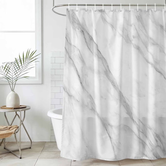 Marble Waterproof Fabric Shower Curtain,Modern Grey White Rock Monochrome Simple Waterproof Fabric Shower Curtain for Bathroom Curtains Bathtubs Hotel Shower Curtains with 12 Hooks Standard 72x72