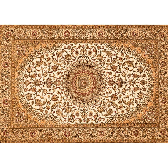 Ahgly Company Indoor Rectangle Medallion Orange Traditional Area Rugs, 7' x 10'