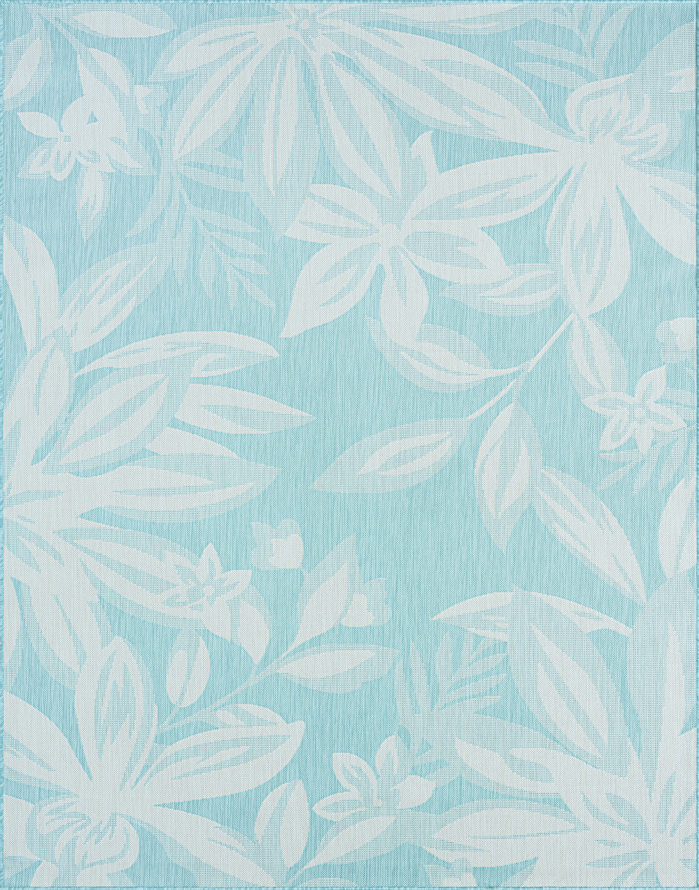 9x12 Water Resistant, Large Indoor Outdoor Rugs for Patios, Front Door Entry, Entryway, Deck, Porch, Balcony | Outside Area Rug for Patio | Aqua, Floral | Size: 8'10'' x 12'2''