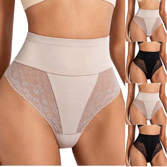Oksale High Cut Underwear for Women Tummy Control Lace Briefs Stretch High Waist Breathable Seamless Panties Gray M