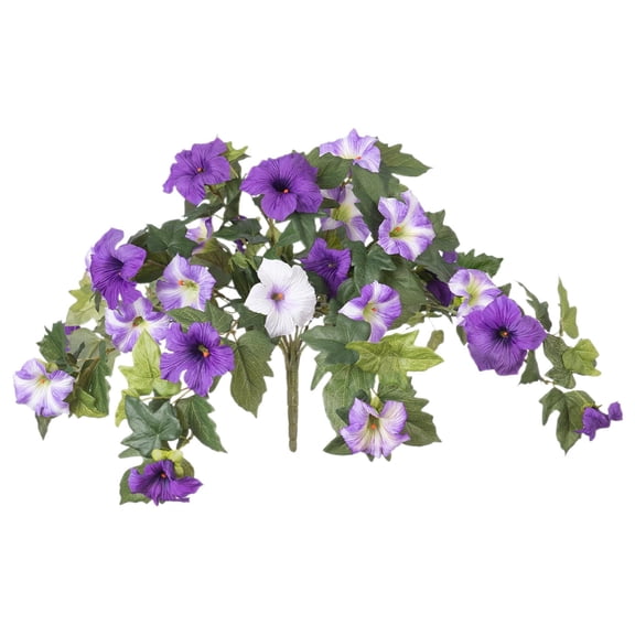 1Pc Faux Petunia Outdoor Flowers, No-Fade Artificial Plants for Garden, Balcony, Porch or Indoor Home Decoration Purple