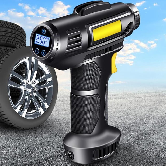 Bomba de aire portátil perfecl con Apagado automático Inflación Precisión Boquilla LED Linterna Digital 12V Eléctrica Mini recargable para bicicletas Inalámbrico