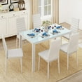 thumbnail image 3 of Aiho 6-Seater Modern Dining Table Set with PU Leather Chairs for Kitchen, Small Spaces,White, 3 of 8