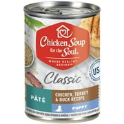 Angle View: Chicken Soup for The Soul Puppy - Chicken, Turkey & Duck Classic Wet Dog Food Pate - Twelve 13 Ounce Cans - Soy, Corn & Wheat Free, No Artificial Flavors