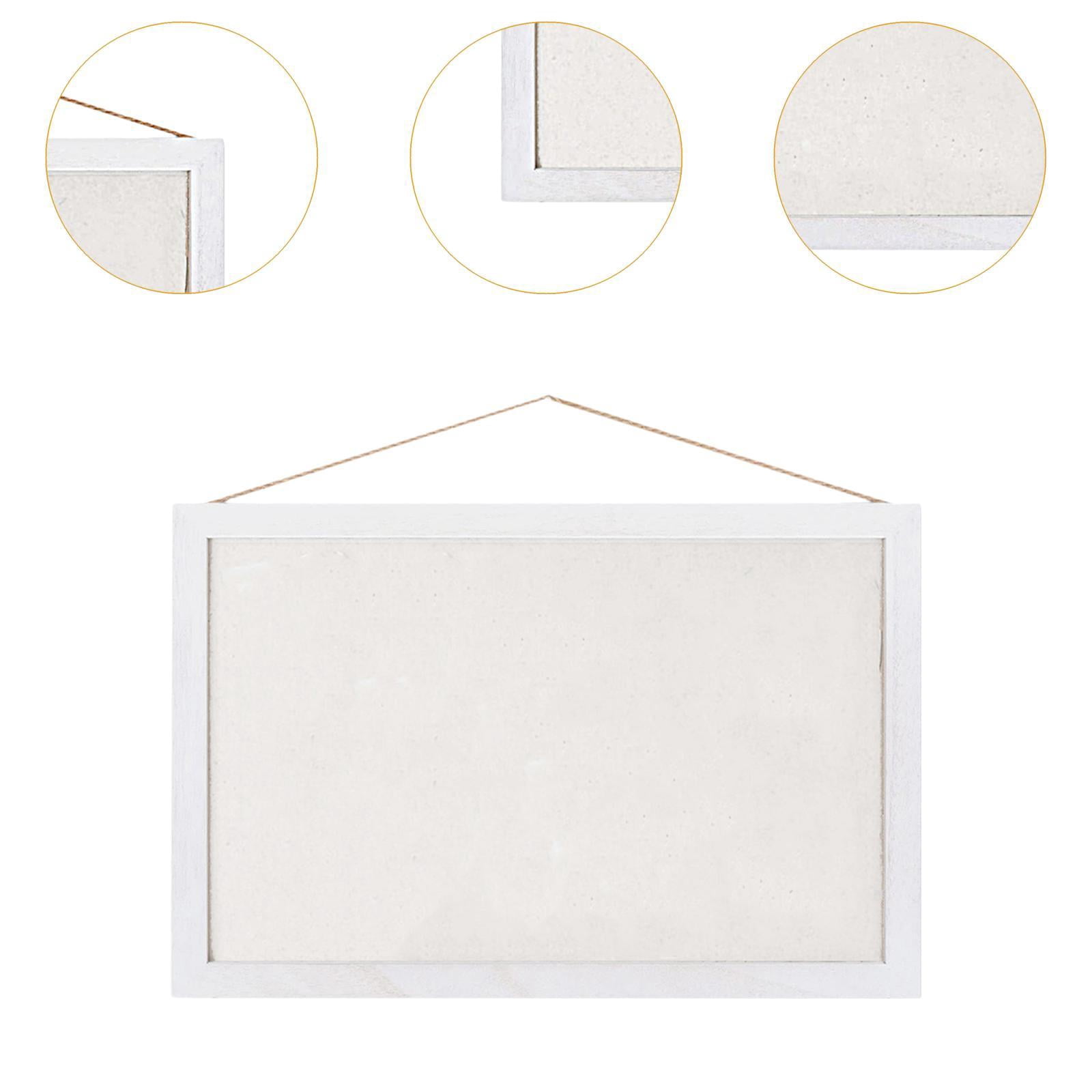 kowaku Cork Board Wall Mounted Board Retro Design Wood Frame Hanger Board Message Board for Living Room Decor Kitchen Bedroom White