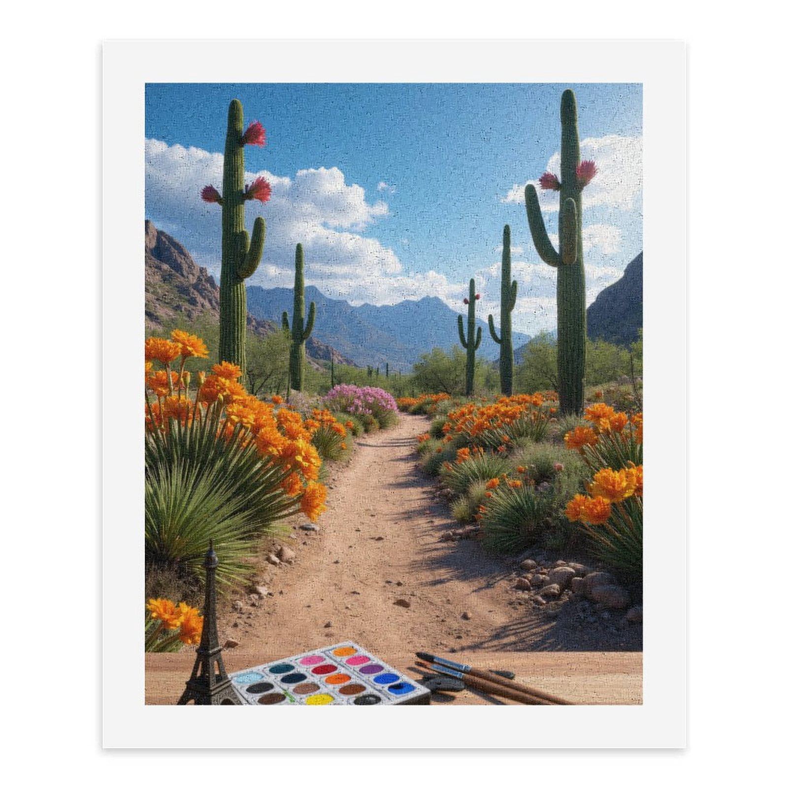 Paint By Numbers Kit for Adults Beginner - Cactus Pathway Vibrant Landscape Art DIY Canvas Painting Kits for Adults, Frameless Paint By Number for Adults for Home Wall Decor 16x20 Inch