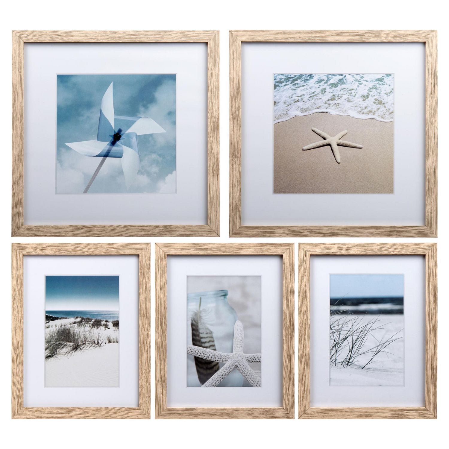 Truu Design Ensemble de 5 cadres magnifiques décoratifs en bois pour galerie murale en bois, 14 x 17 pouces, beige