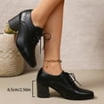 thumbnail image 5 of Black Ladies Everyday Shoes Featuring Square Toe Design And Front Lace-Up Closure High Heel Ideal For Casual Outfits, 5 of 9