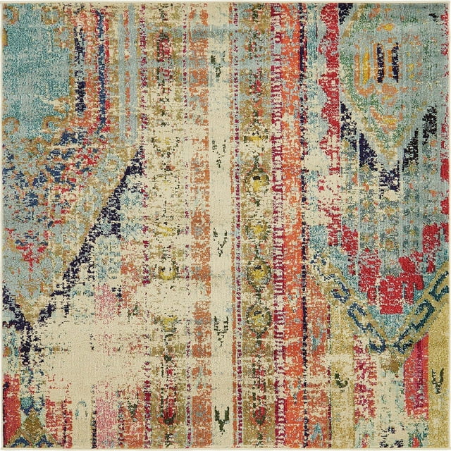 Unique Loom Sedona Distressed Southwestern Area Rug, 6 Feet, Multi/Beige