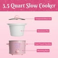 thumbnail image 5 of Paris Hilton 3.5QT Portable Manual Slow Cooker with Dishwasher-Safe Pot, Pink, 5 of 8