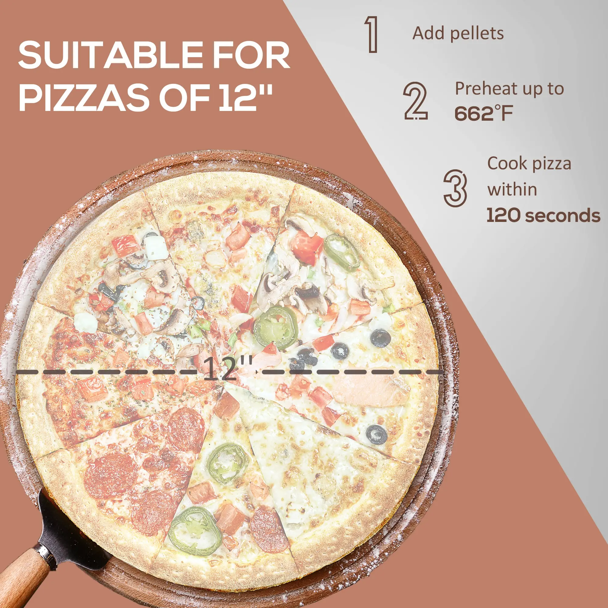 Outdoor Pizza Oven with 12" Rotating Stone